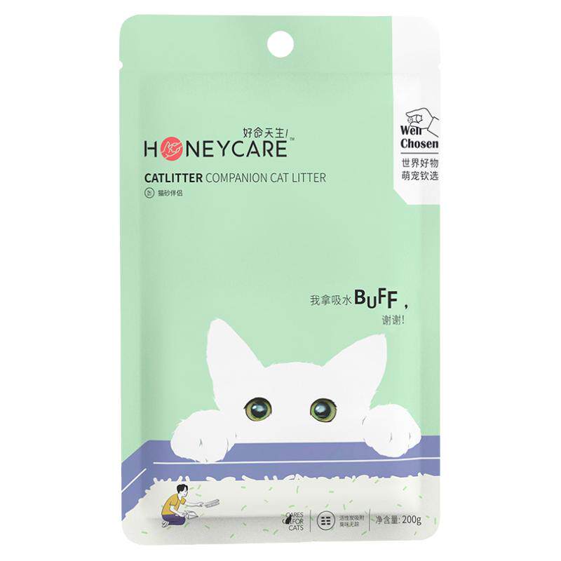 好命天生猫砂伴侣除臭神器Honeycare去味颗粒玉米粉可冲厕所200g