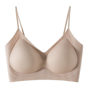 无痕粉底液隐形内衣女夏薄款小胸聚拢加厚显大细肩带美背吊带文胸