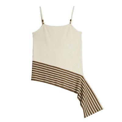 ELLE浅卡其拼接修身吊带