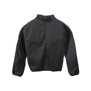 Terrawear 25FW可拆卸垫肩 短宽阔型水洗帆布立领中性夹克 黑/灰