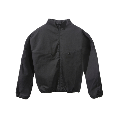 可拆卸垫肩短宽阔型水洗帆布夹克