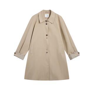 紫涵中长款翻领卡其色风衣女秋季新款文艺气质宽松显瘦单排扣外套