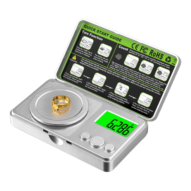 高精度便携黄金克秤0.001g毫克级精准珠宝首饰称家用药粉小克数称