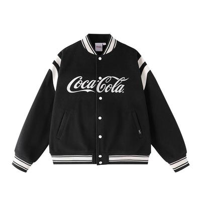 条纹拼接夹克外套可口可乐秋冬