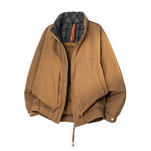 老钱风美式夹克羽绒服男款2025冬季新款潮牌帅气宽松保暖立领外套