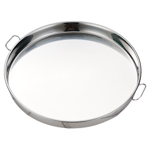 特厚不锈钢圆盘直身糕盘凉皮锣锣提手蒸糕盘大盆菜托盘双耳蒸饭盘
