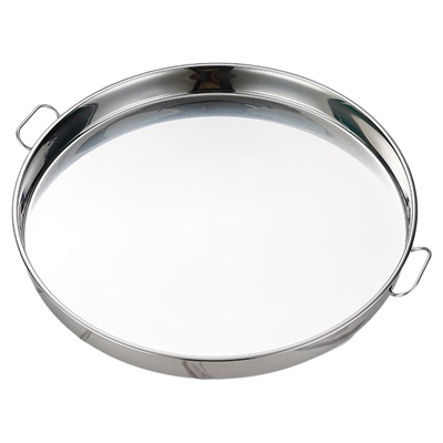 不锈钢直身糕盘圆形托盘带提手