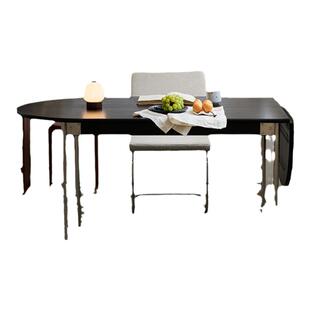 北欧全实木家用椭圆半圆折叠桌橡木小户型伸缩饭桌简约餐桌椅组合