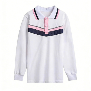 福建省厦门市同安区小学生POLO衫女款长袖秋季校服女童拼色校服