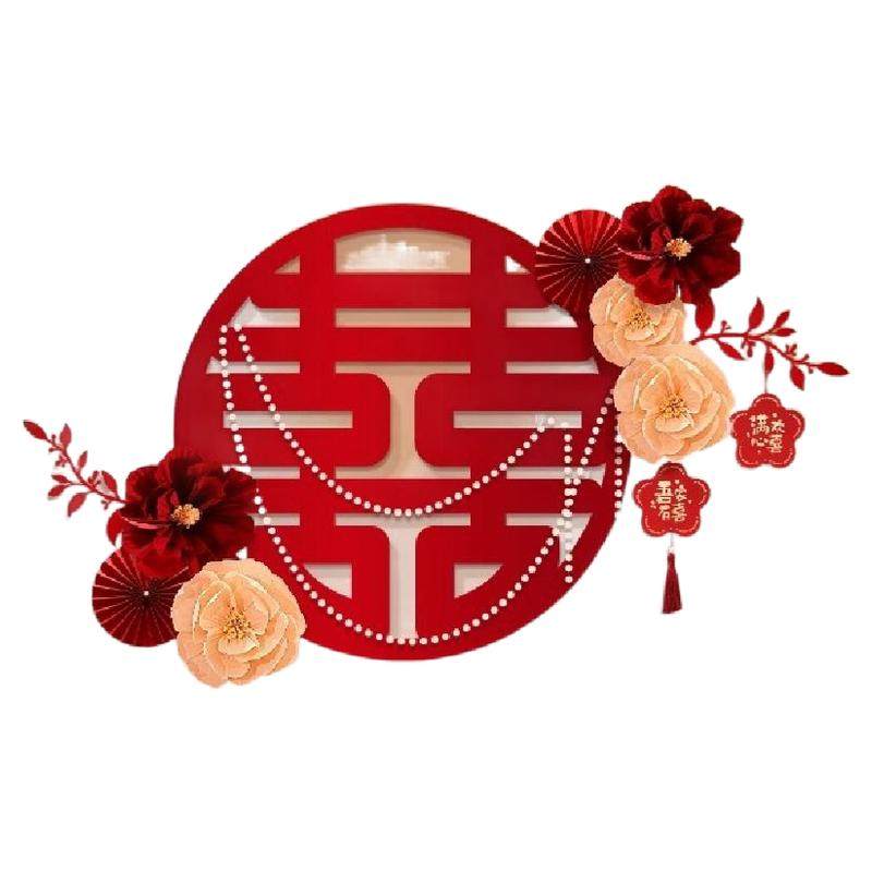婚房布置男女方卧室简单大气床头背景墙全套装饰结婚新房用品大全
