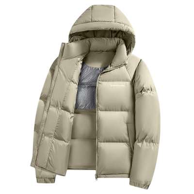 【高充绒200g】鸭鸭男士冬季羽绒服连帽极寒加厚保暖面包服短外套