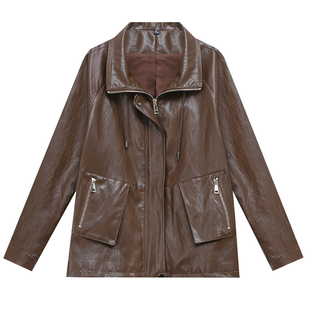 中老年女装时尚宽松妈妈皮衣外套秋冬季2025新款皮夹克贵夫人上衣