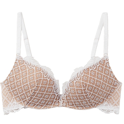 菱格蕾丝聚拢无钢圈文胸