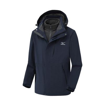 Mizuno/美津浓冲锋衣男外套男女三合一情侣户外防风保暖山徒步服