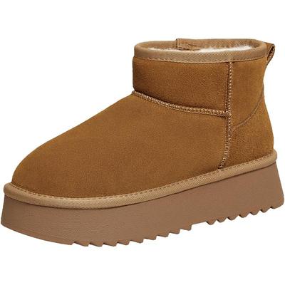 百思图2025冬季新款厚底雪地靴勃肯鞋加绒保暖棉鞋女短靴DK995DD5