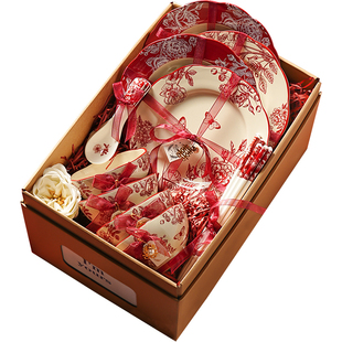 碗筷套装乔迁之喜入宅餐具套装乔迁新居迁乔碗碟乔迁之喜入宅碗盘