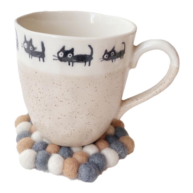 现货日本进口美浓烧小黑猫咪陶瓷水杯马克杯汤杯牛奶杯对杯盒装