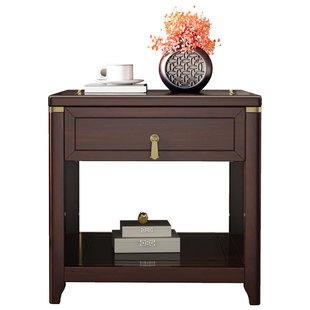 乌金木边几客厅实木沙发边柜家用储物柜新中式茶几侧边柜复古方桌