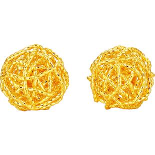 周六福5G黄金耳钉女计价足金几何耳饰黄金品类日系列节日礼物