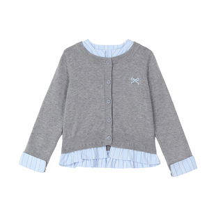 小O宝童装 宝宝针织毛衣开衫女假两件2026春秋装新款女童外套外搭