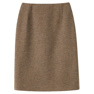 FANLE STUDIOS亮丝羊毛千鸟格prad*秀款高腰中裙显瘦气质半身裙