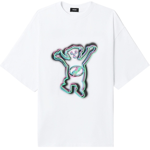 IT We11Done女装短袖T恤新品潮流个性荧光彩色小熊印花半袖856UWH