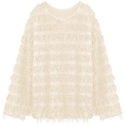 松弛感微透视流苏罩衫