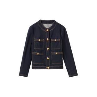 朗姿25法式气质高级感上衣春季小香风短款牛仔外套设计感