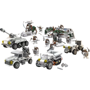 开智军事二战经典装备雪地岗哨人仔装甲车高射炮坦克拼装积木玩具