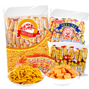 爱尚咪咪虾味蟹味粒80包网红薯片条好吃的零食宿舍休闲小吃大礼包