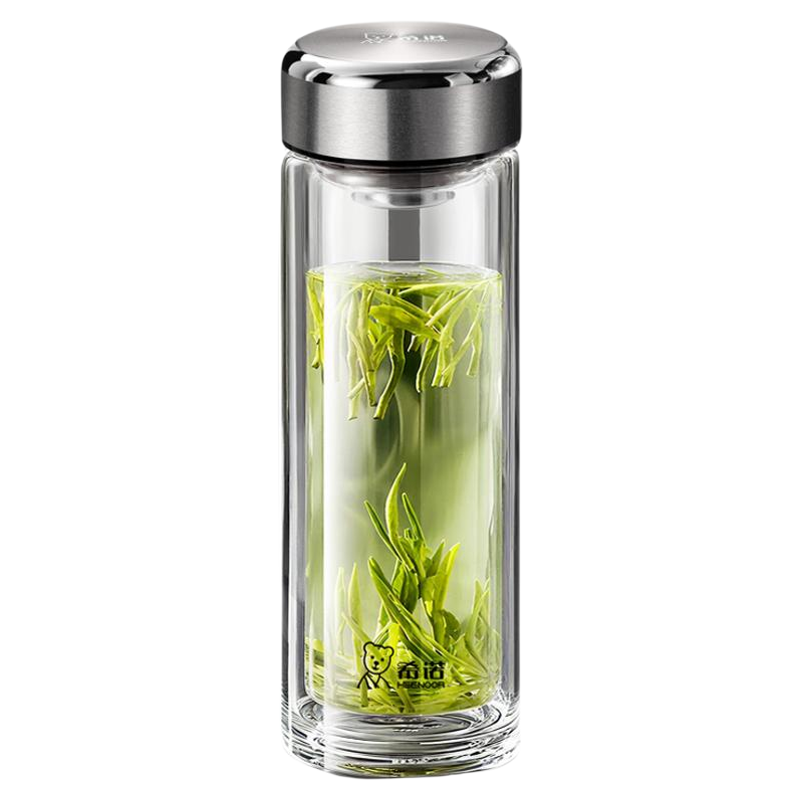希诺双层玻璃杯男士便携泡茶杯