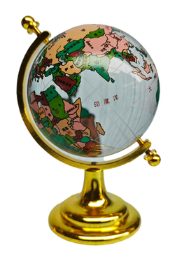 中文版彩图金属底座水晶地球仪