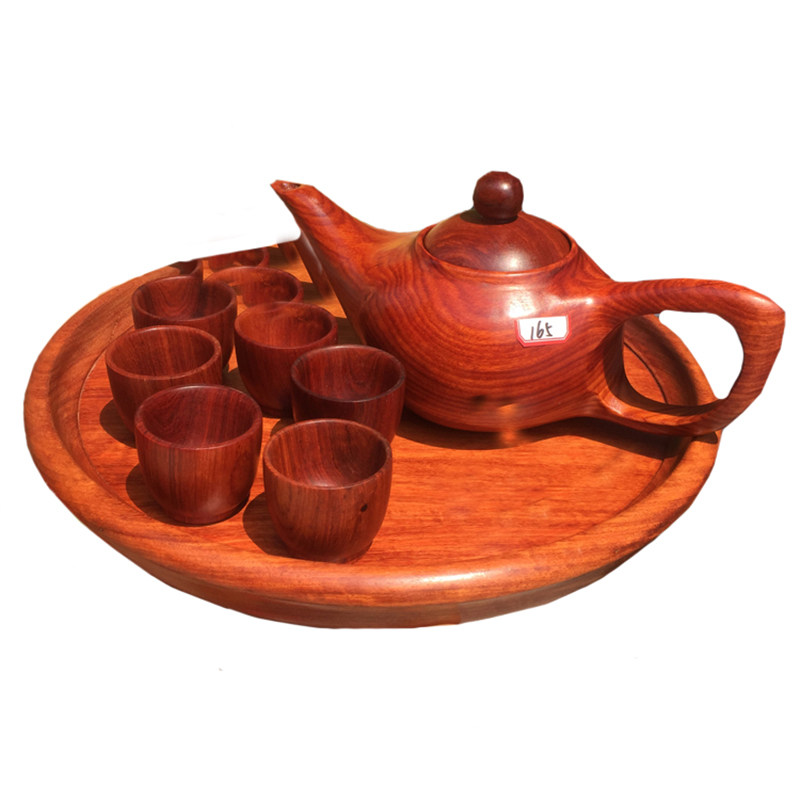 天然原木装饰品茶壶缅甸花梨木雕