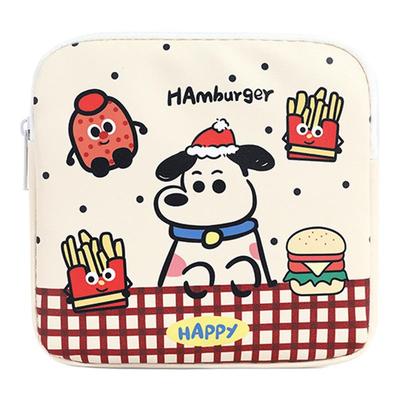 卡通卫生巾收纳包学生便携可爱月事包大容量薯条小狗姨妈巾收纳袋
