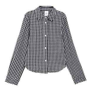 TurnSignal潮牌复古格子衬衫女夏季2025新款休闲衬衣纯棉长袖上衣