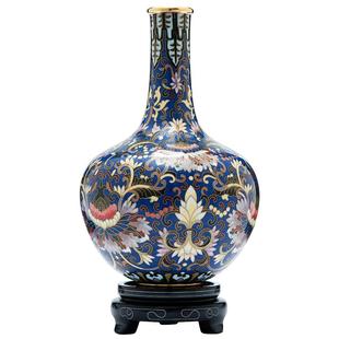 中外珐琅美术馆天球瓶景泰蓝花瓶摆件珐琅工艺品商务送礼品大促