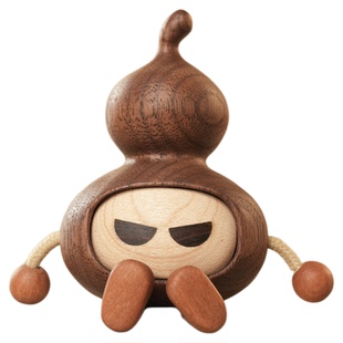 原上城原创设计桌面摆件车载挂件胡桃木高升葫芦送领导创意礼品