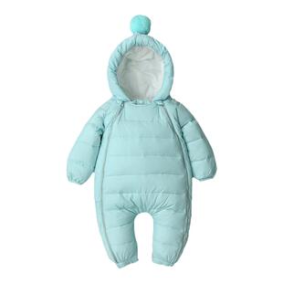 暖和绒里宝宝连体羽绒服可爱新生儿保暖冬季衣服婴儿童长款外套