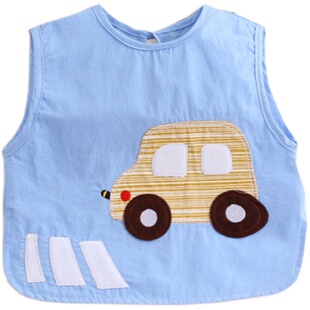 罩衣男童婴幼儿围嘴纯棉儿童小汽车防水口水兜小孩饭兜宝宝吃饭衣