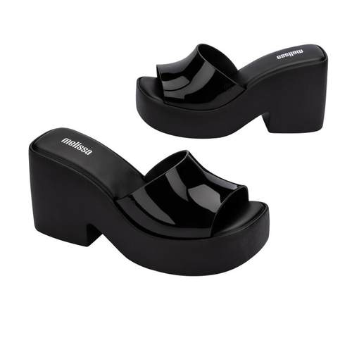 Melissa梅丽莎款POSH气质露趾拖鞋女夏外穿黑色厚底高跟凉鞋35702