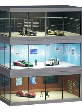 164车模收纳展示盒带灯停车场