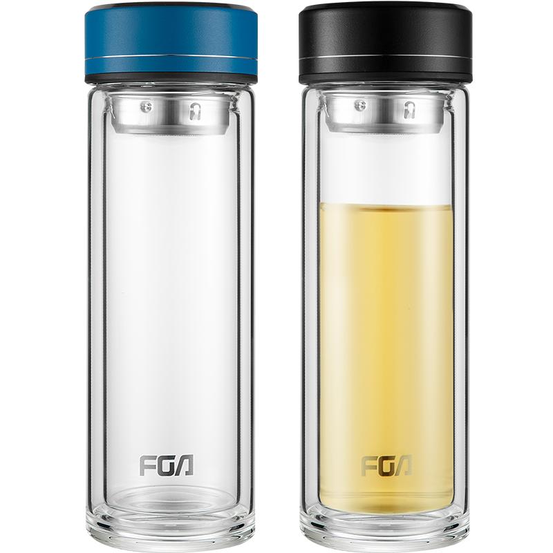 FGA保温双层玻璃水杯400ml商用办公泡茶男高档加厚耐高温防爆隔热