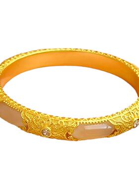 新中式国风玉石花丝富贵镶钻手镯