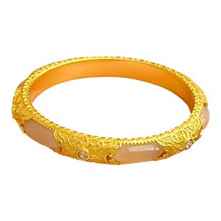 新中式国风玉石花丝富贵手镯女金店同款宫廷风镶钻送女友礼物精致