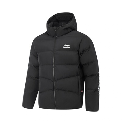 李宁CBA宽松连帽拉链棉服男款