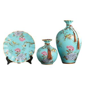 美式复古陶瓷花瓶三件套客厅摆件