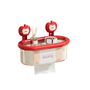 卫生间厕纸盒厕所吸盘壁挂式纸巾盒免打孔卫生纸置物架卡通抽纸盒