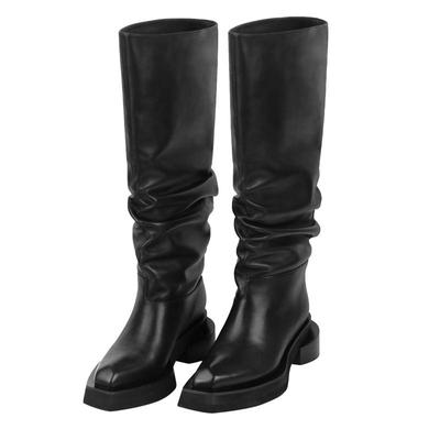 设计感粗跟高筒靴时尚显瘦