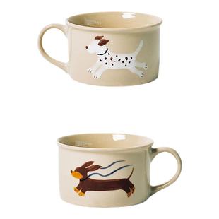 SoftServe柔软供应xFengdu 奔跑的小狗 手绘陶瓷矮筒杯早餐燕麦杯