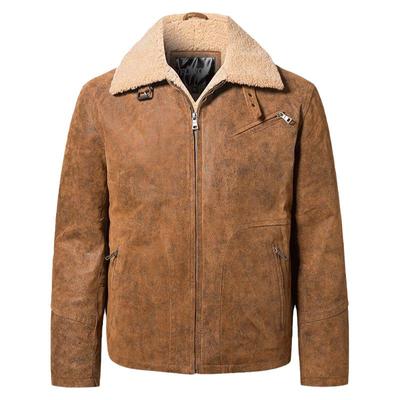 海宁美式复古机车夹克男加皮衣